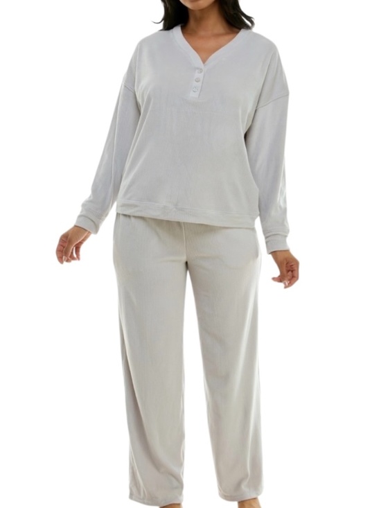 Roudelain Other - Roudelain Velour Pajama Set M Light Grey  Soft Lounge Sleepwear - NWT